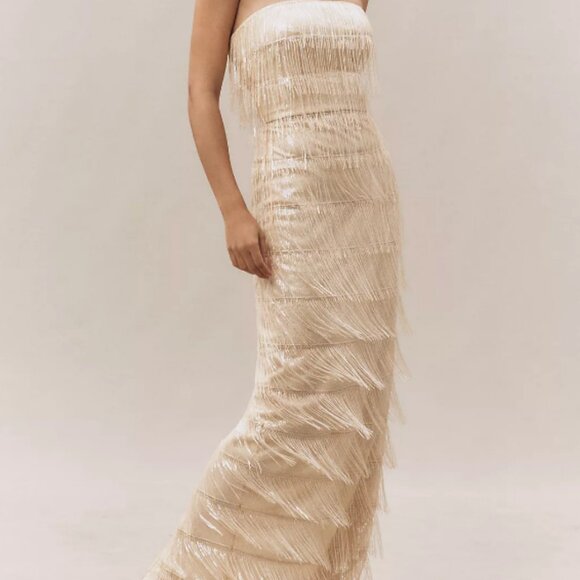 Dress the Population Tanya Beaded Fringe Gown Sz M - Picture 1 of 8